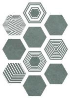 Керамогранит PIER17 Hexa Turquoise (10 вариаций рис.) 23.2x26.7 от ITT Ceramic (Испания)