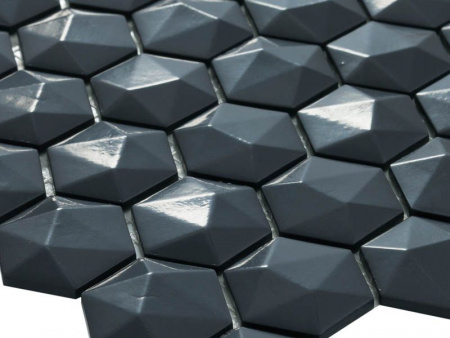 Мозаика Hex Diamond № 358D (на сетке) черный 30.7x31.7 от Vidrepur (Испания)