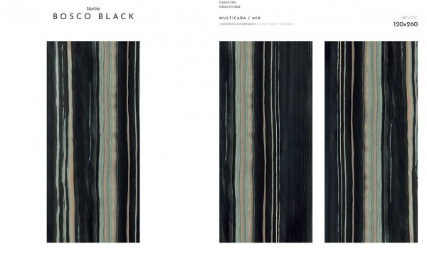 Керамогранит BOSCO BLACK PUL. (6mm) (полированная) 120x260 от TAU Ceramica (Испания)