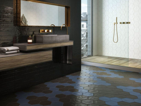 Настенная плитка GEOMETRY HEX GREY GLOSSY 15x17.3 от Ribesalbes (Испания)