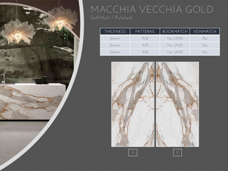 Керамогранит BOOKMATCH MACCIA VECCHIA GOLD A POLISHED 160x320x0.6 от Ascale (Испания)