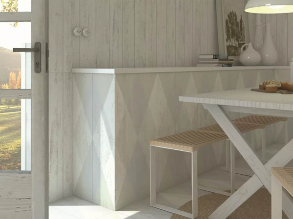 Керамогранит Arcadia Blanco Izquierda L 14.4x73.5 от Vives Ceramica (Испания)