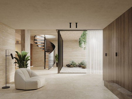 Керамогранит TRAVERTINO ALMOND REC.(Под Заказ) 75x150x10.5 от TAU Ceramica (Испания)