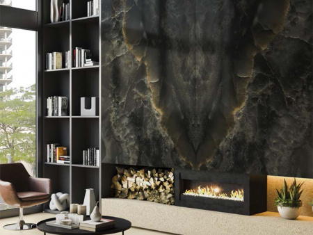 Керамогранит BOOKMATCH ONICE BLACK A POLISHED 160x320x0.6 от Ascale (Испания)