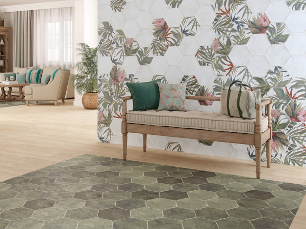 Керамогранит Saona Azul Hex (16 вариантов дизайна) 23x27 от Durstone (Испания)