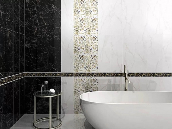 Декор Астория Птицы черный обрезной SST\A01\12000R 25x75 от Kerama Marazzi (Россия)