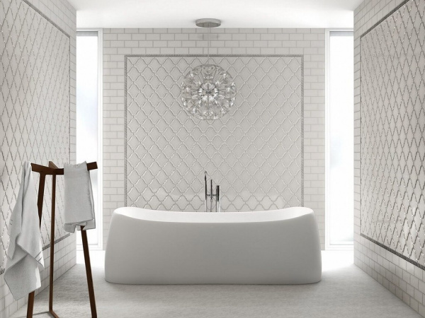 Настенная плитка RENAISSANCE ARABESCO BISELADO SILVER SANDS (ADST8003) 15x15 от ADEX (Испания)