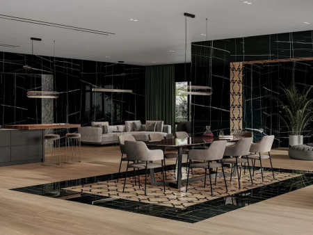 Керамогранит Marble SL Сахара Блэк лаппатированный (SG072902R6) 119.5x320x6 от Kerama Marazzi (Россия)