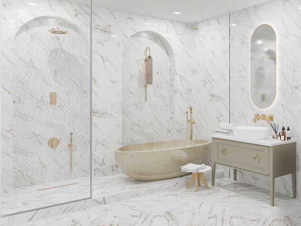 Настенная плитка Calacatta Grey Struttura Linea 24.2x70 от Eletto Ceramica (Россия)