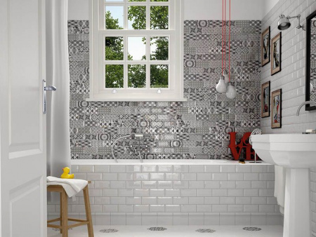 Настенная плитка METRO Patchwork B&W 7.5x15 от Equipe Ceramicas (Испания)