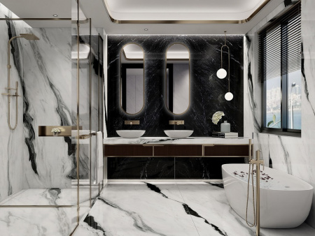 Керамогранит Panda White Polished (6 мм) (MN072AP271206) 120x270 от Moreroom (Китай)