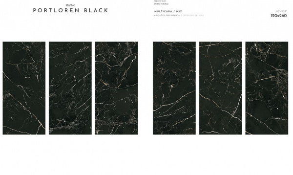 Керамогранит PORTLOREN BLACK NAT. (6mm) (матовая) 120x260 от TAU Ceramica (Испания)
