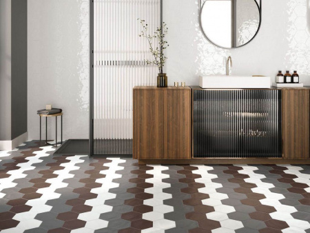 Настенная плитка GEOMETRY HEX GREY GLOSSY 15x17.3 от Ribesalbes (Испания)