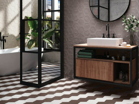 Настенная плитка GEOMETRY HEX GREY GLOSSY 15x17.3 от Ribesalbes (Испания)