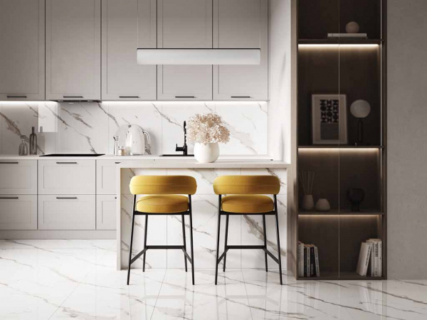 Керамогранит Calacatta Sharp Silver белый Полированный 60x120 от Ceradim (Индия)