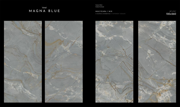 Керамогранит MAGNA BLUE NAT. (6mm) (матовая) 120x260 от TAU Ceramica (Испания)