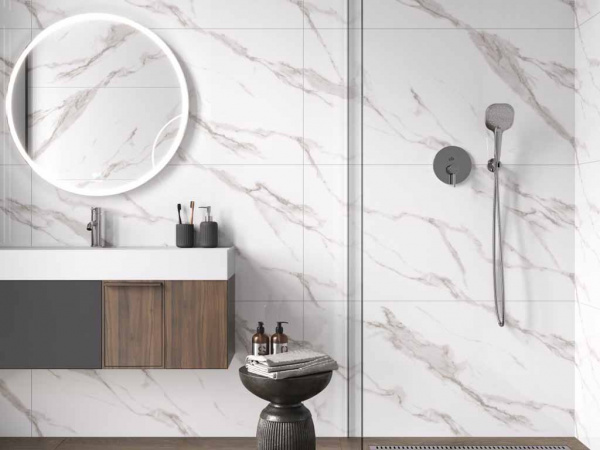 Керамогранит Calacatta Sharp Silver белый Полированный 60x120 от Ceradim (Индия)