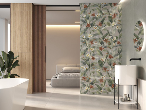 Керамогранит Floresta 17551 цветы синий ректификат 60x120 от Mei (Германия)