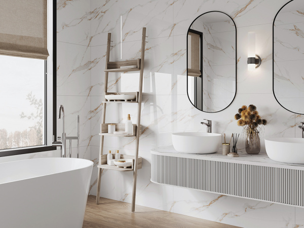Керамогранит Calacatta Sharp Gold белый Полированный 60x120 от Ceradim (Индия)