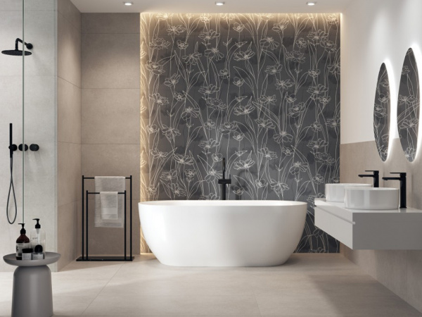 Керамогранит Floresta 17551 цветы синий ректификат 60x120 от Mei (Германия)