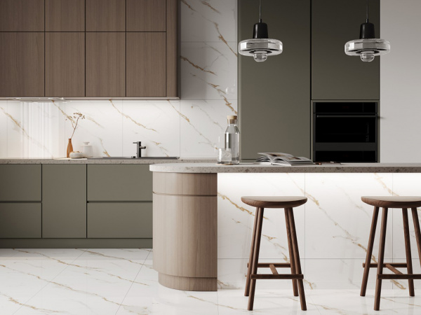 Керамогранит Calacatta Sharp Gold белый Полированный 60x120 от Ceradim (Индия)