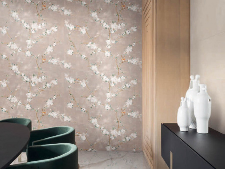 Настенная плитка Mixed Verde Decoro Fiori di Pesco B Rett. (RA1X) 40x120 от Ragno (Италия)